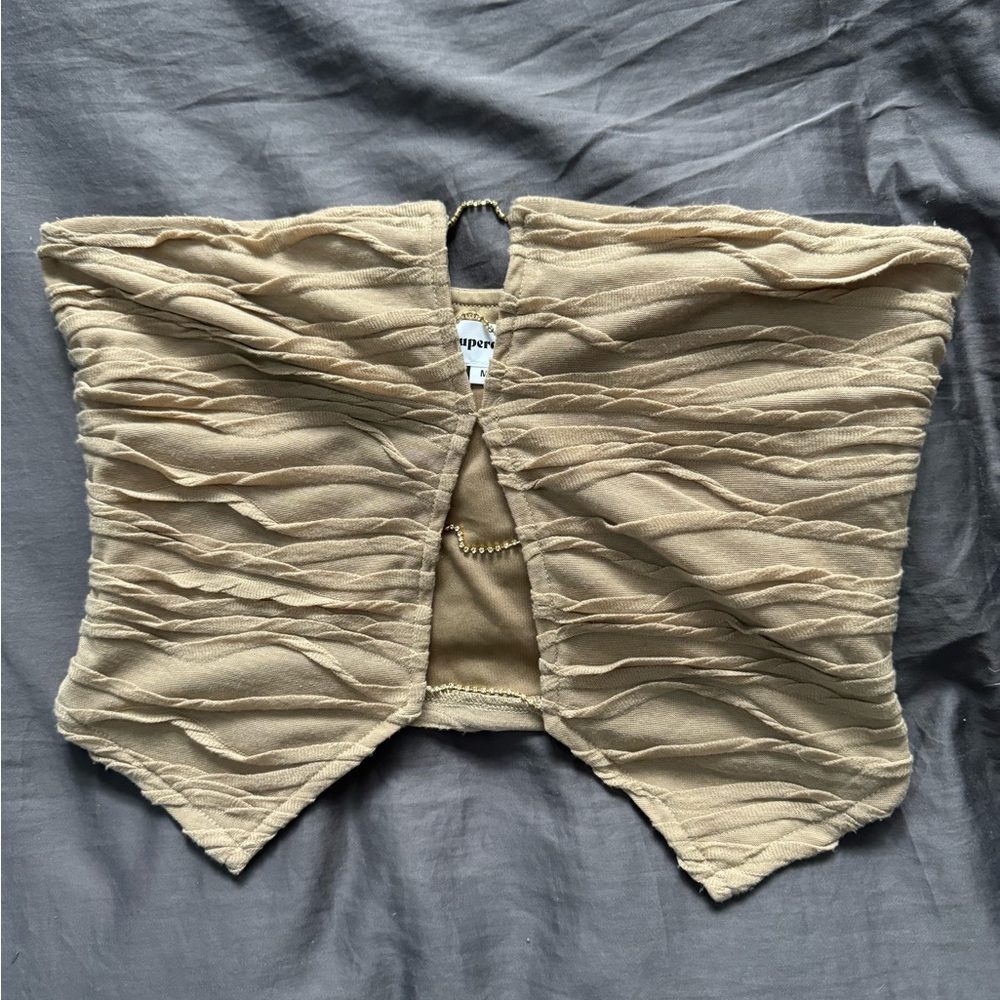 SUPERDOWN Avian Strapless Top in Taupe